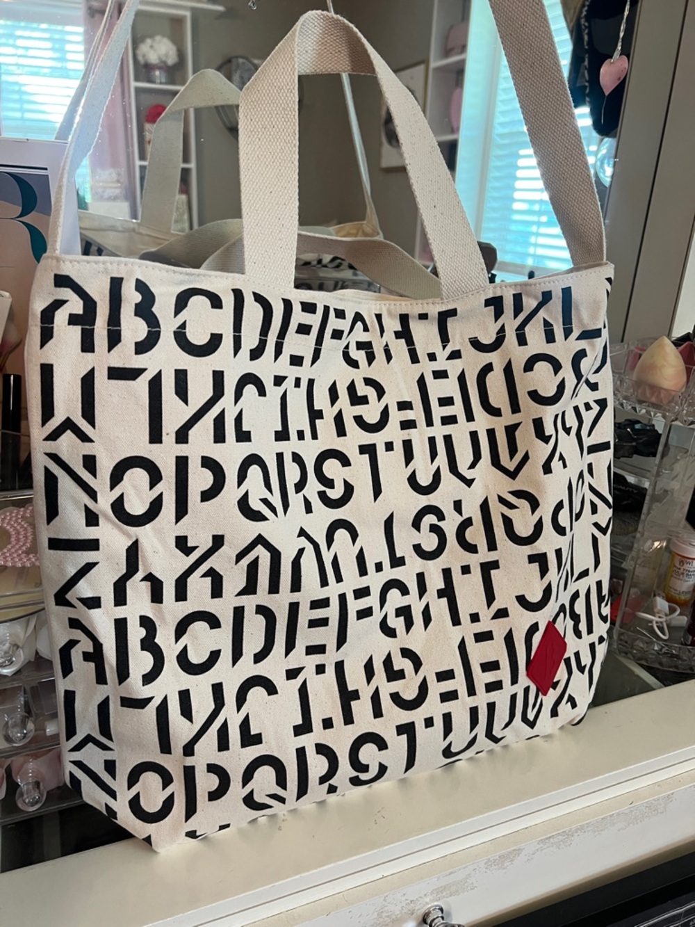 Byredo Canvas Alphabet Tote Bag with Red Accent - Picture 2 of 6
